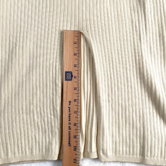 Free People Skyline Skirt Womens M Cream Ribbed Knit Midi Stretch - Picture 6 of 9